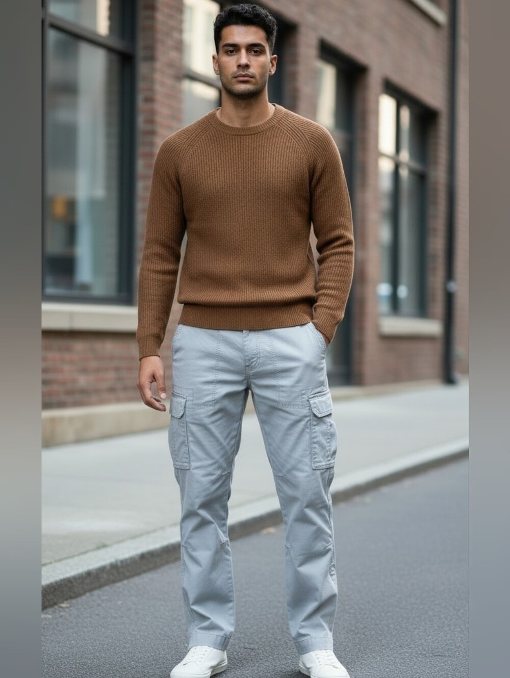 Express Men's Light Stone Color Cotton Cargo Pants Mens 30/30 NWT